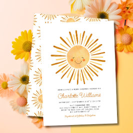 Lycklig Gult Sunshine Boho Baby Shower Inbjudningar