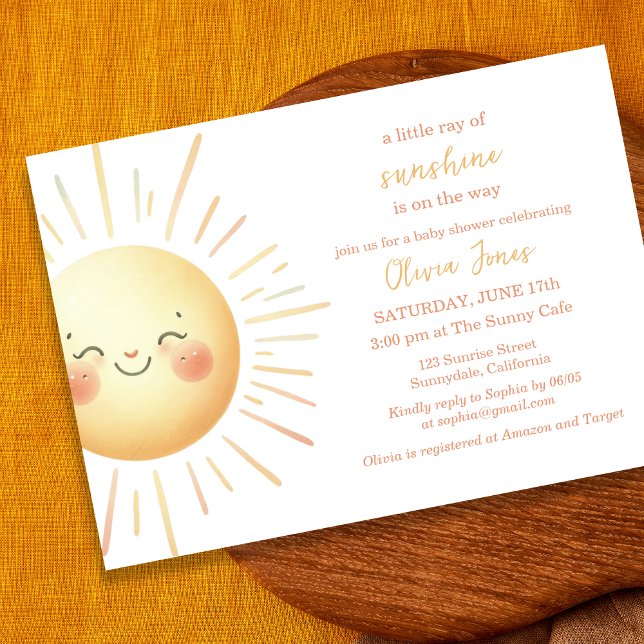 Lycklig Gult Sunshine Cute Boho Baby Shower Inbjudningar (Skapare uppladdad)