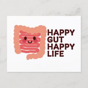 Lycklig Gut, Lycklig Life - Cute Smiling Intestine Helg Vykort