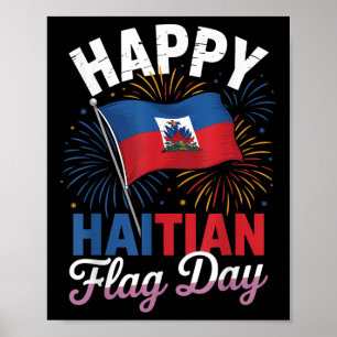 Lycklig Haitis Flagga Day Coola Haiti Haitis Flagg Poster