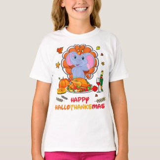 Lycklig Hallo Elephant Drinking Vin Tack Gift T Shirt