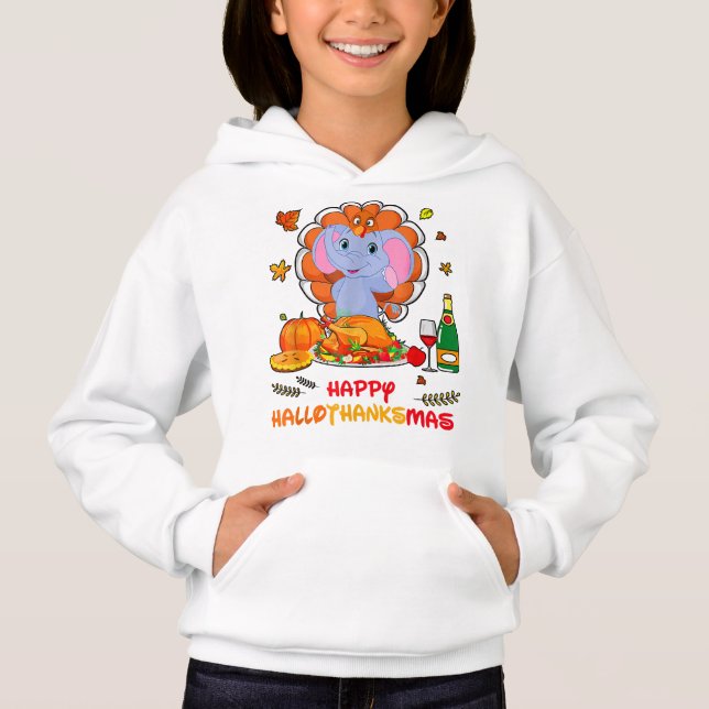 Lycklig Hallo Elephant Drinking Vin Tack Gift T Shirt (Framsida)