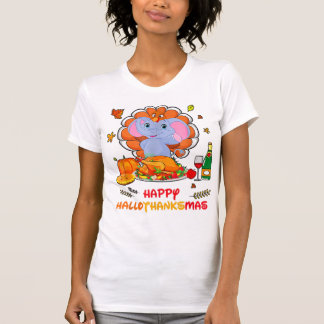 Lycklig Hallo Elephant Drinking Vin Tack Gift T Shirt