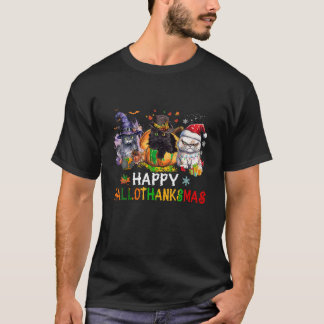 Lycklig Hallo tack Mas Cats T Shirt
