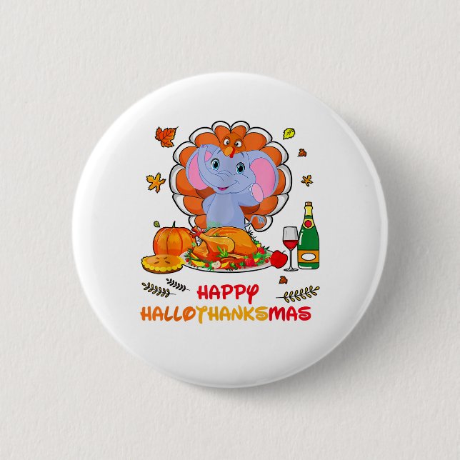 Lycklig Hallo Tack, Mas Elephant Thanksgiving Gift Knapp (Framsida)