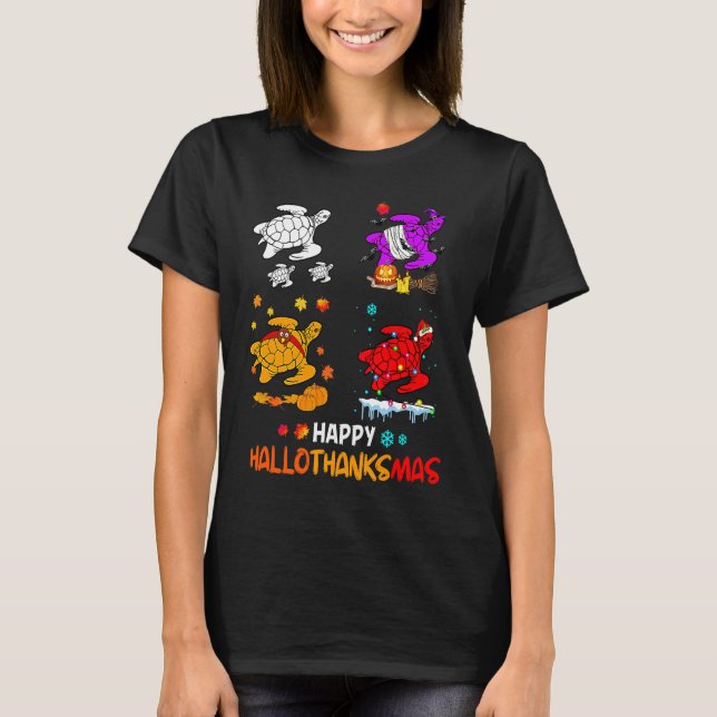 Lycklig Hallo Tack Mas Thanksgiving Halloween Jula T Shirt (Framsida)