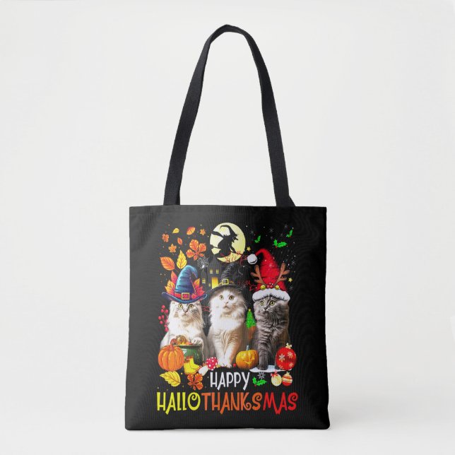 Lycklig HalloTackMas Cats Tygkasse (Framsida)