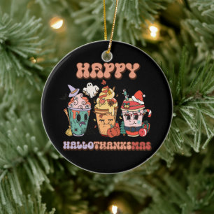 Lycklig HalloTackMas Funny Mörk Julgransprydnad Keramik