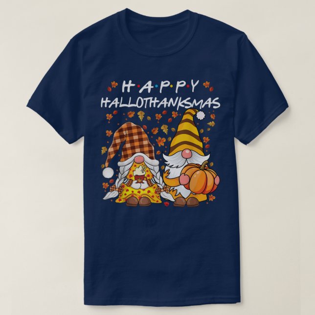 Lycklig HalloTackMas Gnomes Pumpkin Gnomes Fall Au T Shirt (Design framsida)