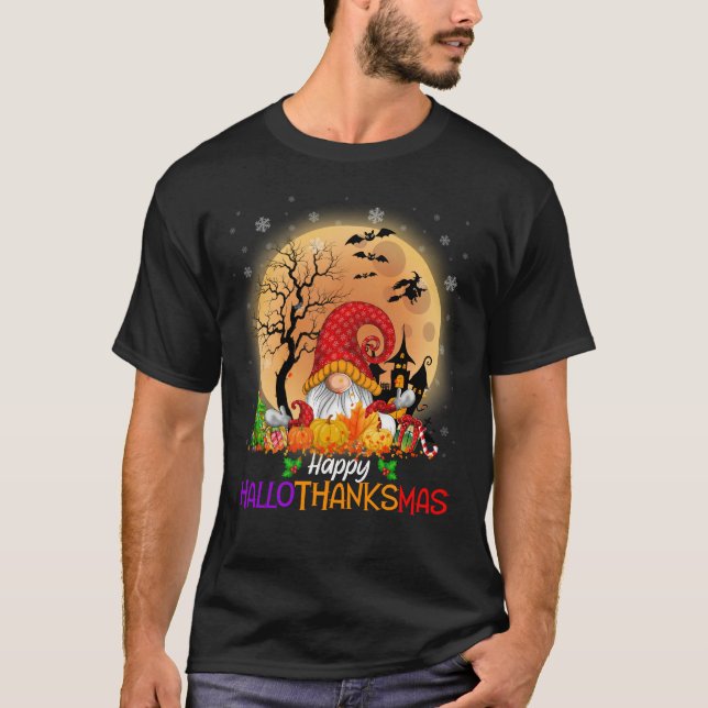 Lycklig HalloTackMas Gnomes T Shirt (Framsida)