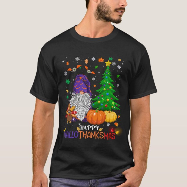 Lycklig HalloTackMas Gnomes T Shirt (Framsida)