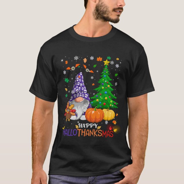 Lycklig HalloTackMas Gnomes T Shirt (Framsida)