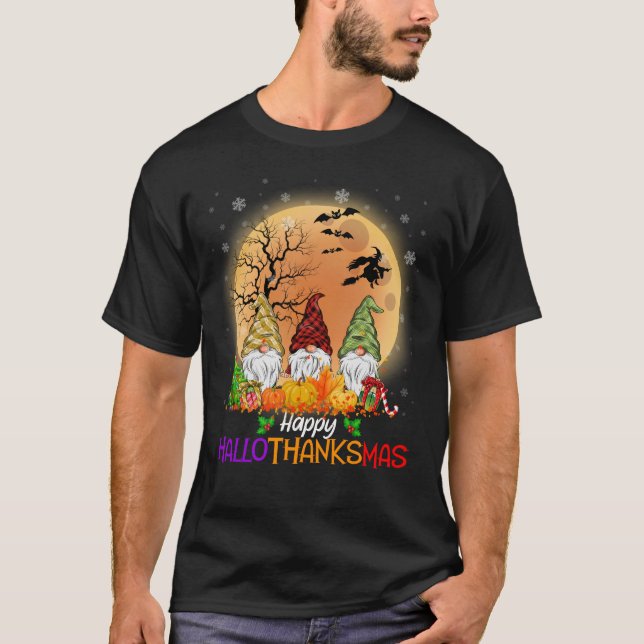 Lycklig HalloTackMas Gnomes T Shirt (Framsida)