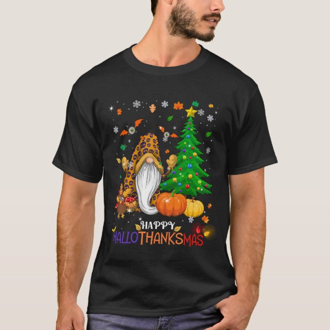 Lycklig HalloTackMas Gnomes T Shirt (Framsida)