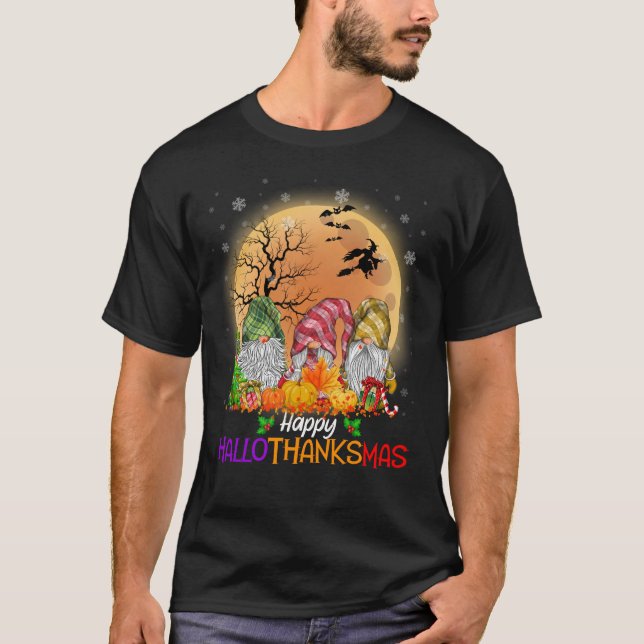 Lycklig HalloTackMas Gnomes T Shirt (Framsida)