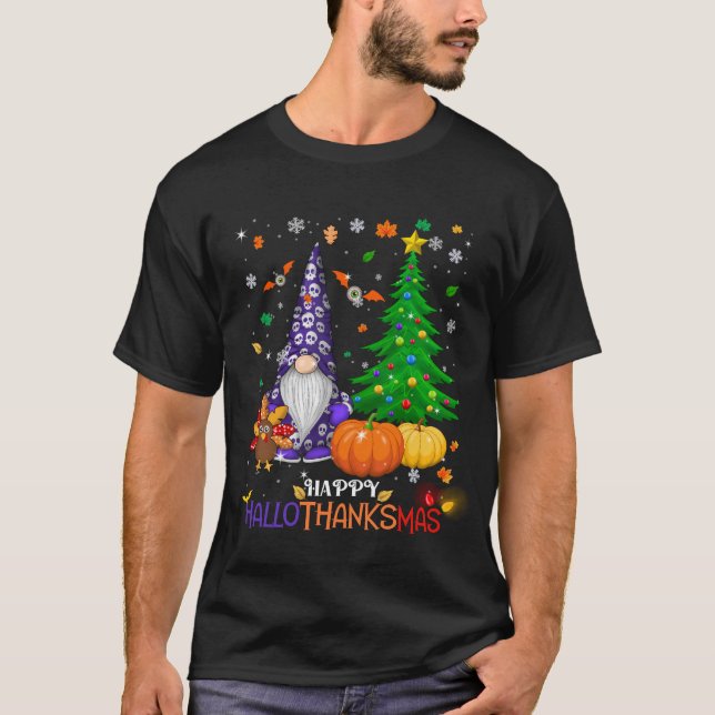 Lycklig HalloTackMas Gnomes T Shirt (Framsida)