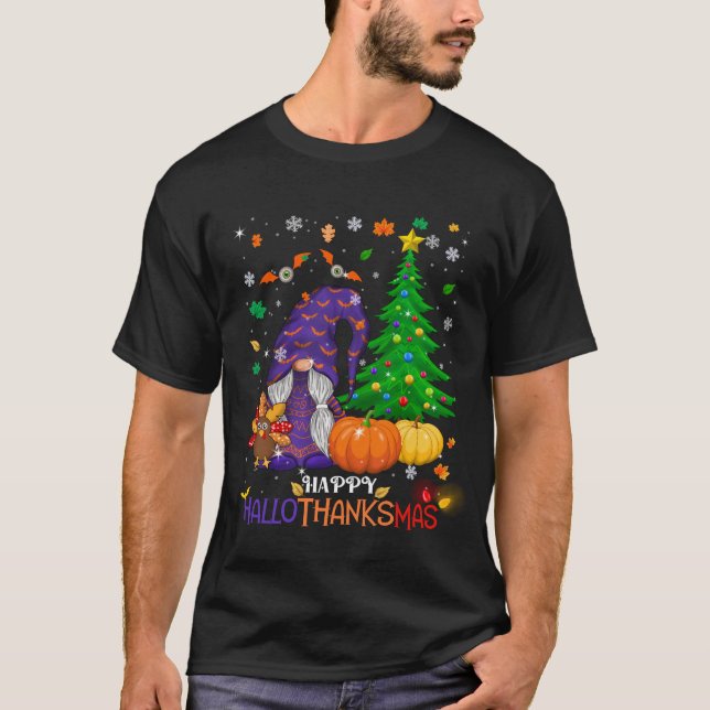 Lycklig HalloTackMas Gnomes T Shirt (Framsida)
