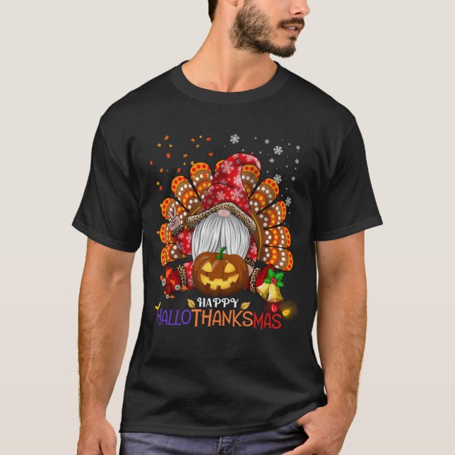 Lycklig HalloTackMas Gnomes T Shirt (Framsida)