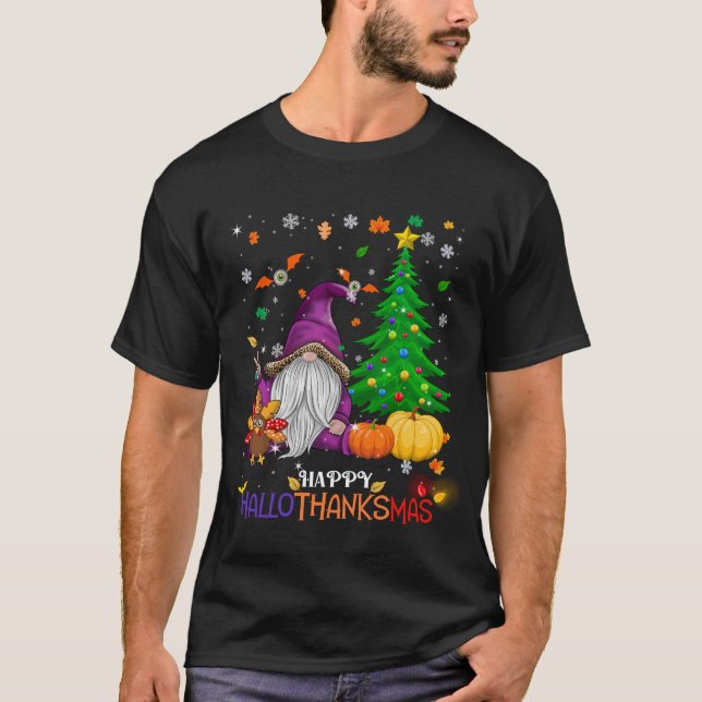 Lycklig HalloTackMas Gnomes T Shirt (Framsida)