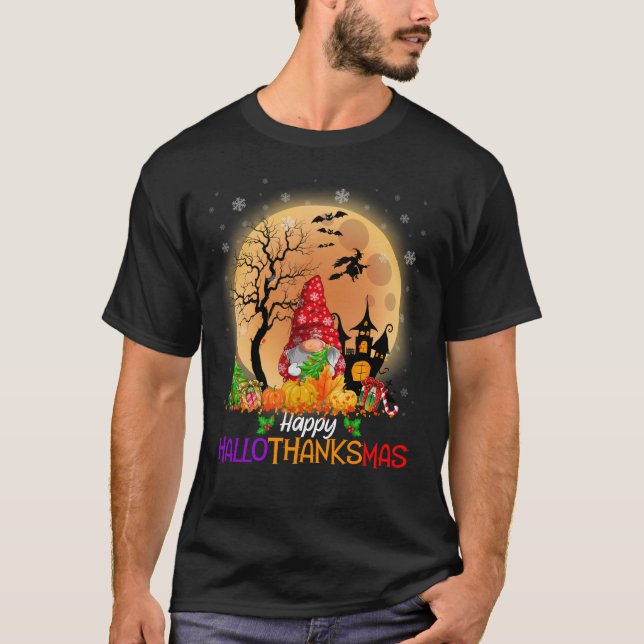 Lycklig HalloTackMas Gnomes T Shirt (Framsida)