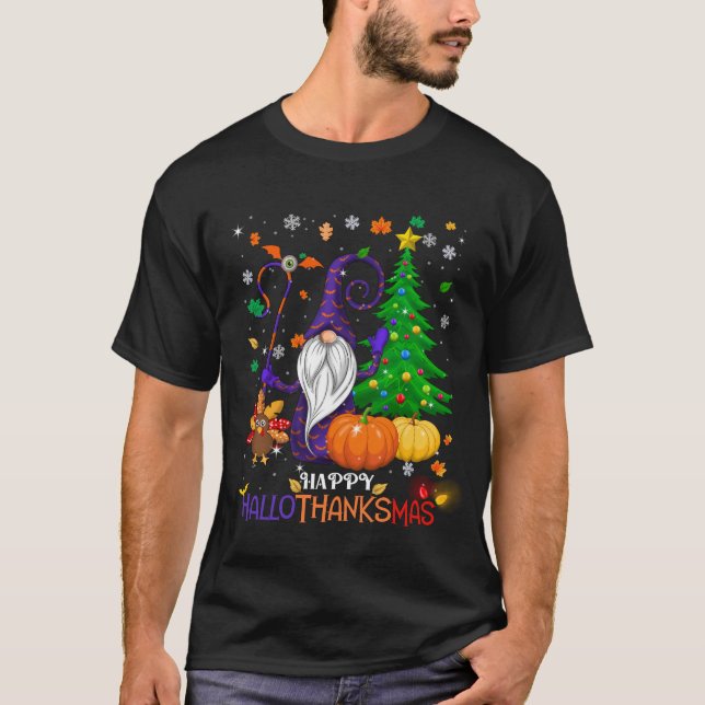 Lycklig HalloTackMas Gnomes T Shirt (Framsida)