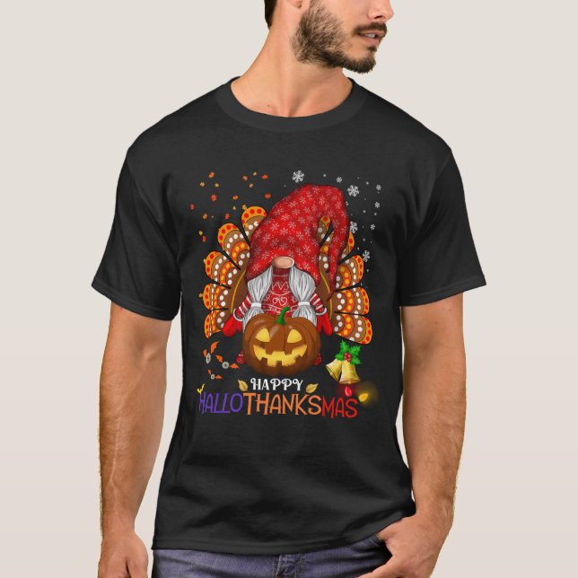 Lycklig HalloTackMas Gnomes T Shirt (Framsida)