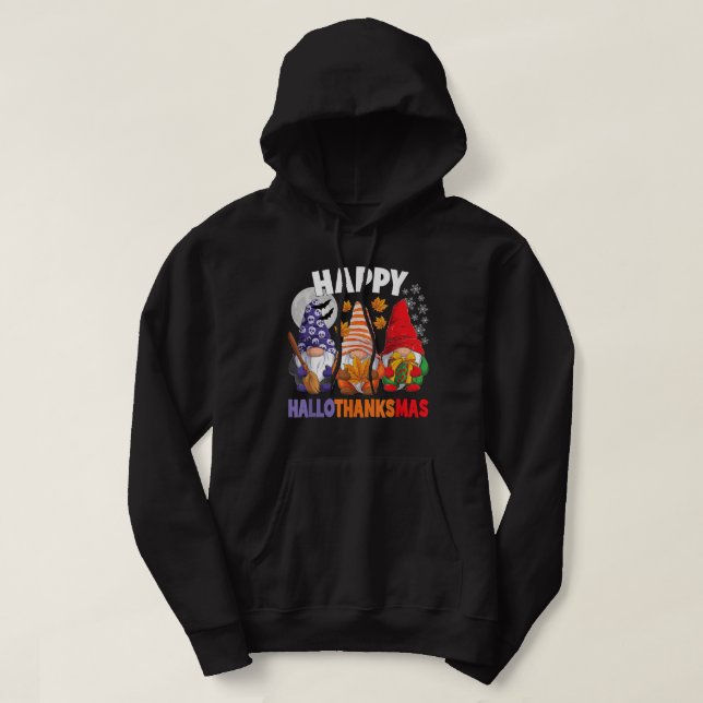 Lycklig HalloTackMas Halloween Thanksgiving Kristu Hoodie (Design framsida)