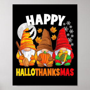 Lycklig HalloTackMas Halloween Thanksgiving Kristu Poster