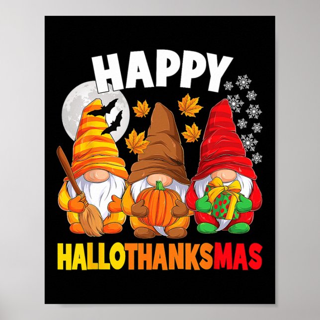 Lycklig HalloTackMas Halloween Thanksgiving Kristu Poster (Framsidan)