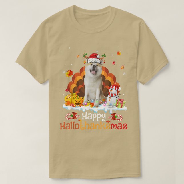 Lycklig HalloTackMas Halloween Thanksgiving Kristu T Shirt (Design framsida)