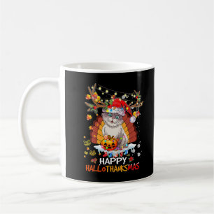 Lycklig Hallothanksmas 2021Cute Cat Halloween Merr Kaffemugg