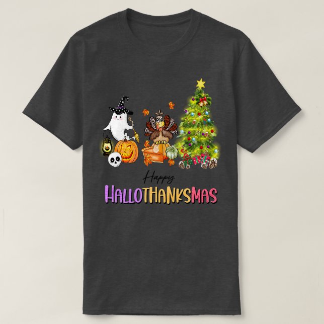 lycklig hallothanksmas 9 t shirt (Design framsida)