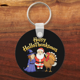 Lycklig HalloThanksmas Älskare Design Nyckelring