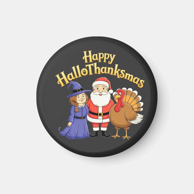Lycklig HalloThanksmas Älskare Design- Perfekt Hal Magnet (Framsidan)