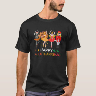 Lycklig Hallothanksmas Ballet Skeleton Dancing Hal T Shirt