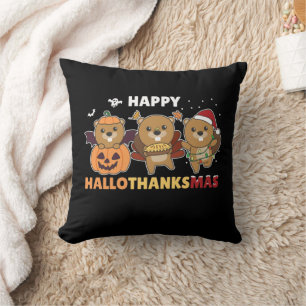 Lycklig Hallothanksmas Beaver jul Beaver Beaver Kudde