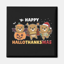 Lycklig Hallothanksmas Beaver jul Beaver Magne Magnet