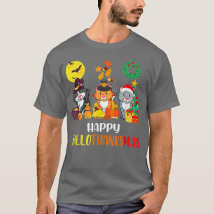Lycklig Hallothanksmas Cat Halloween jul Tack T Shirt