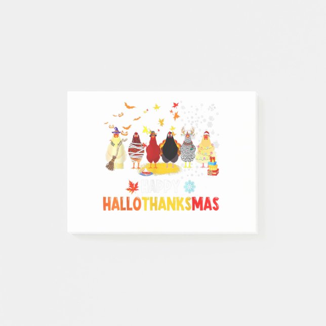 Lycklig Hallothanksmas Chickens Costume Halloween  Post-it Block (Framsida)