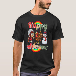Lycklig Hallothanksmas citerar Witch Turkiet Snögu T Shirt
