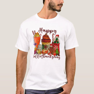 Lycklig Hallothanksmas Coffee Älskare Halloween Th T Shirt