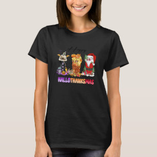 Lycklig Hallothanksmas Coffee Glass Santa Hat Pump T Shirt