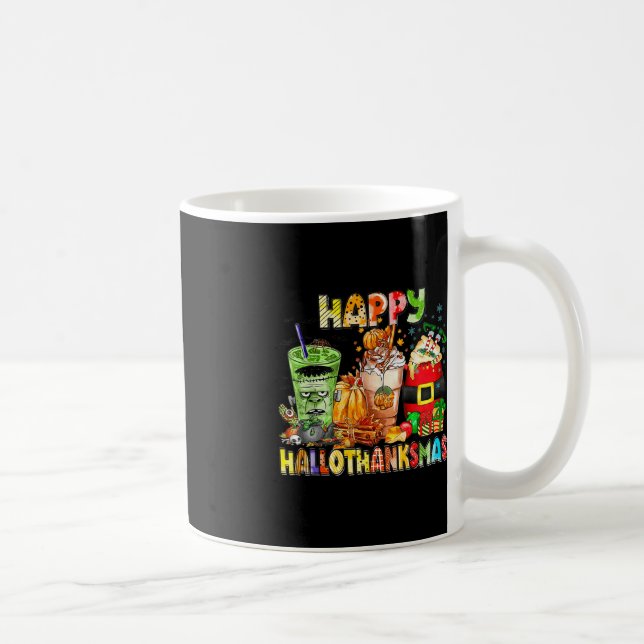 Lycklig Hallothanksmas Coffee Halloween Thanksgivi Kaffemugg (Höger)