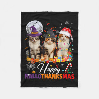 Lycklig Hallothanksmas Cute Cats Halloween Thanksg Fleecefilt