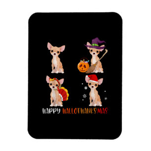 Lycklig Hallothanksmas Cute Witch Turkiet Santa Magnet
