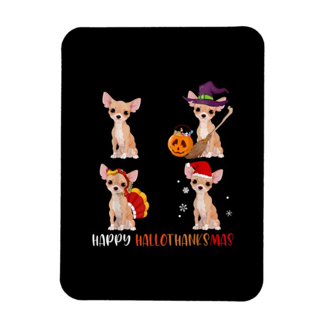 Lycklig Hallothanksmas Cute Witch Turkiet Santa Magnet (Vertikal)