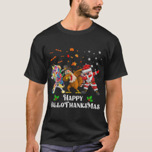 Lycklig Hallothanksmas Dabbing Unicorn Turkiet San T Shirt