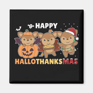 Lycklig Hallothanksmas Deers jul Hjort Magnet
