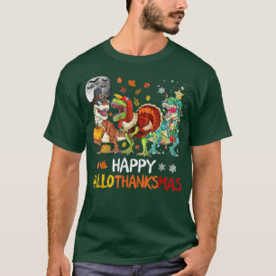 Lycklig Hallothanksmas Dinosaur TRe Halloween Kris T Shirt