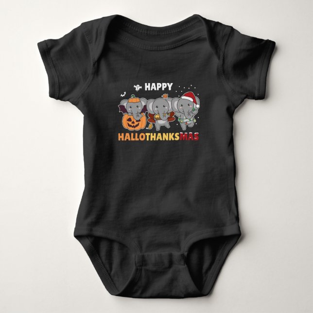 Lycklig Hallothanksmas Elephant jul Elephant T Shirt (Framsida)